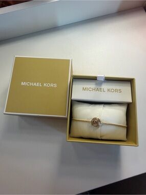 Michael Kors Gold MK Logo Disc Chain Bracelet